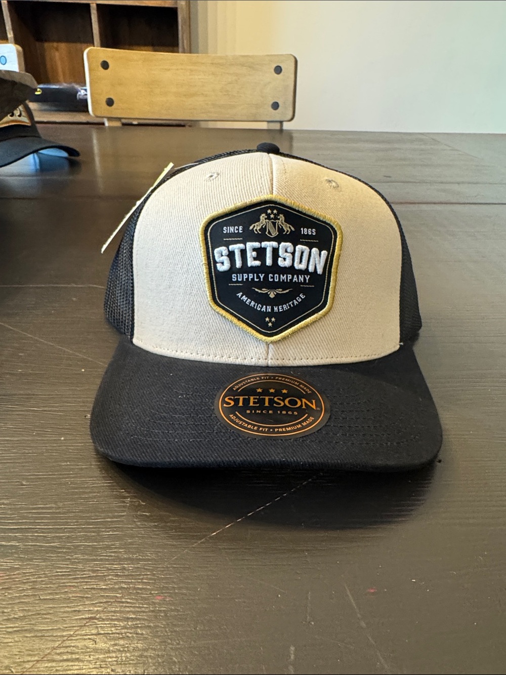 Stetson Two-Tone Patch Trucker Cap - Black & Cream
